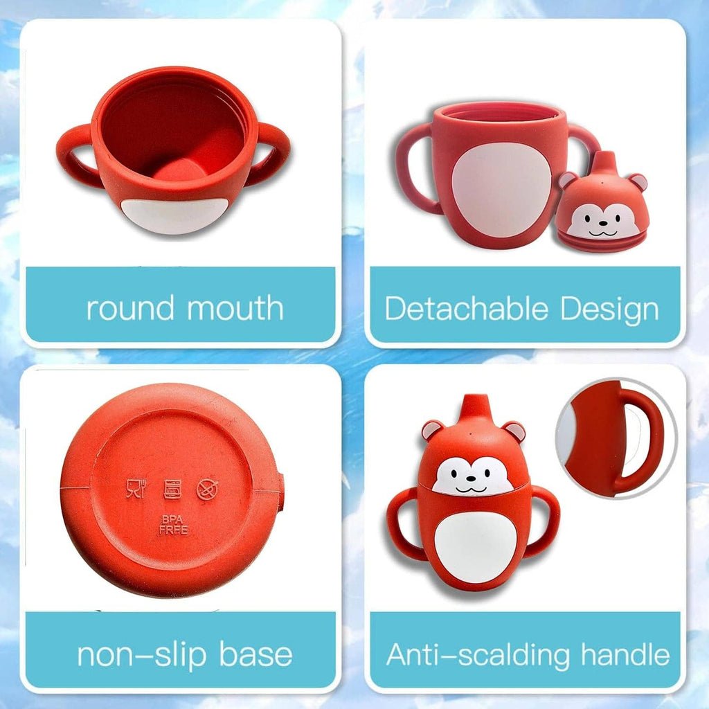 Sippy Animal Silicone Sipping Water Cups Safe BPA Free Silicone Baby Training Cups With Straw Baby Silicon Cups(10 Pack): 1 Pack(Mix & Match Colors)