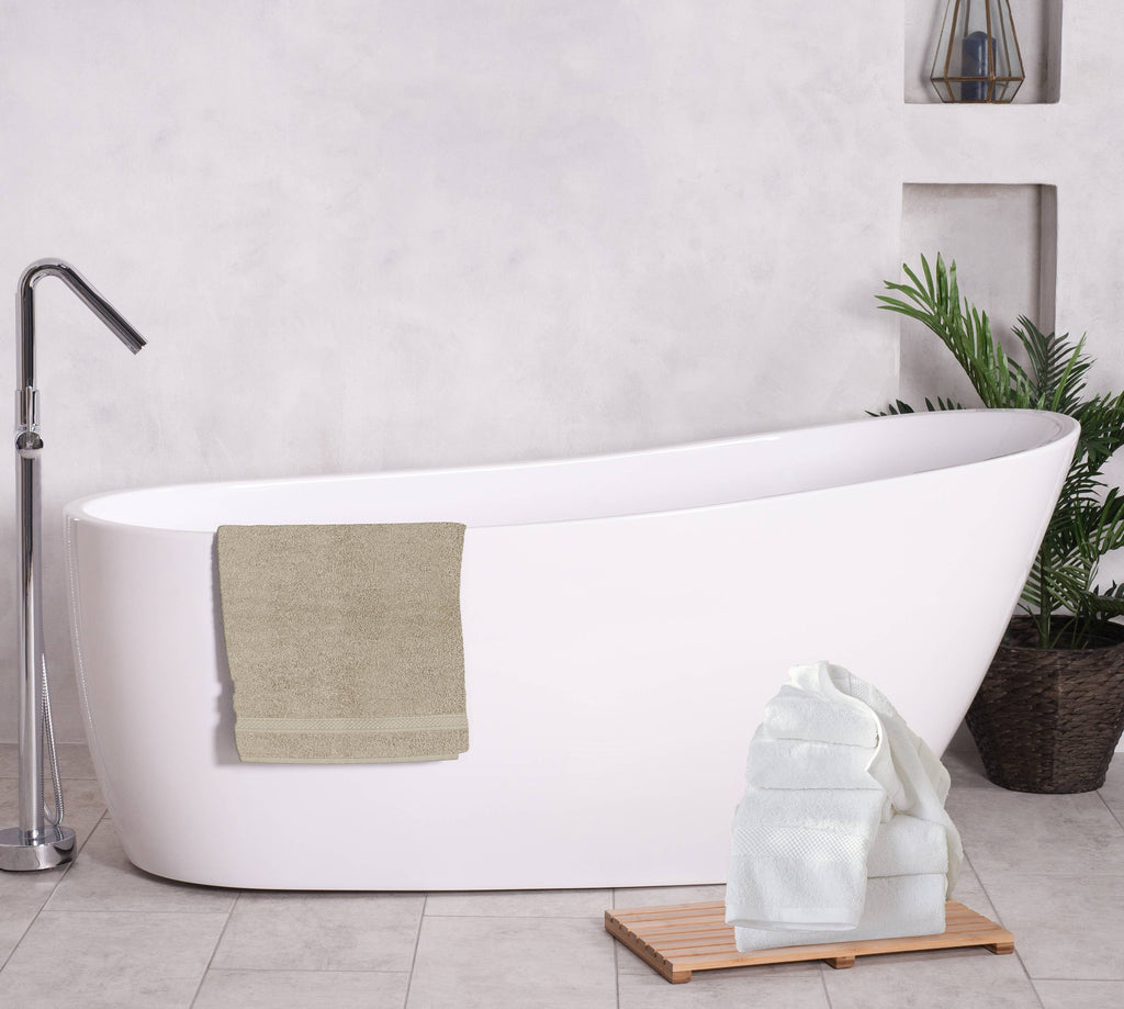 A1HC 100% Cotton Quick Dry & Highly Absorbent Bath Towel Set: Bright White / 3 Piece Set