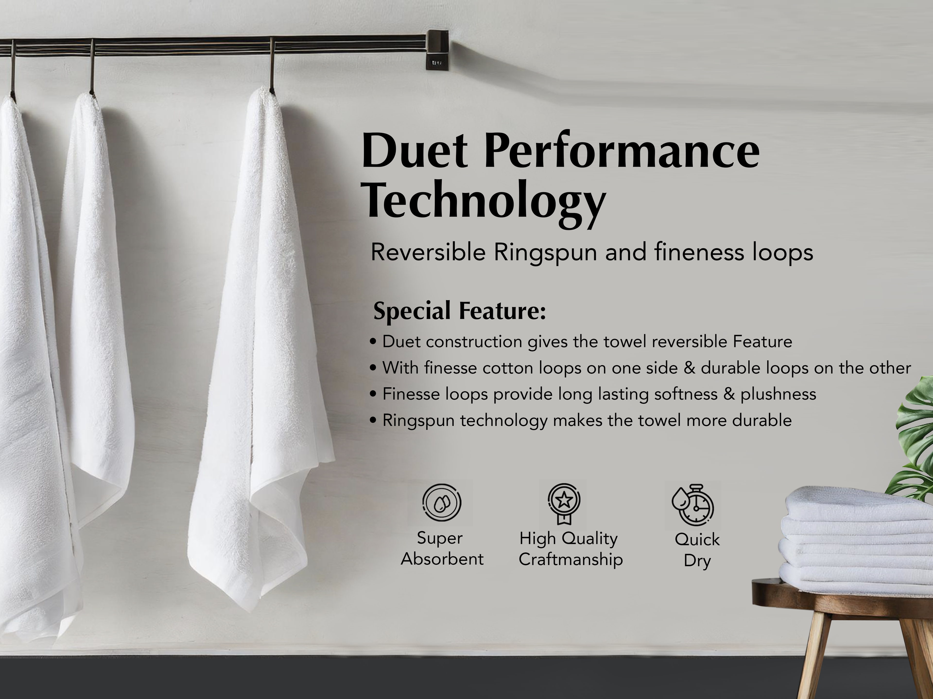 A1HC 100% Cotton Quick Dry & Highly Absorbent Hand Towel Set: Chambray Blue