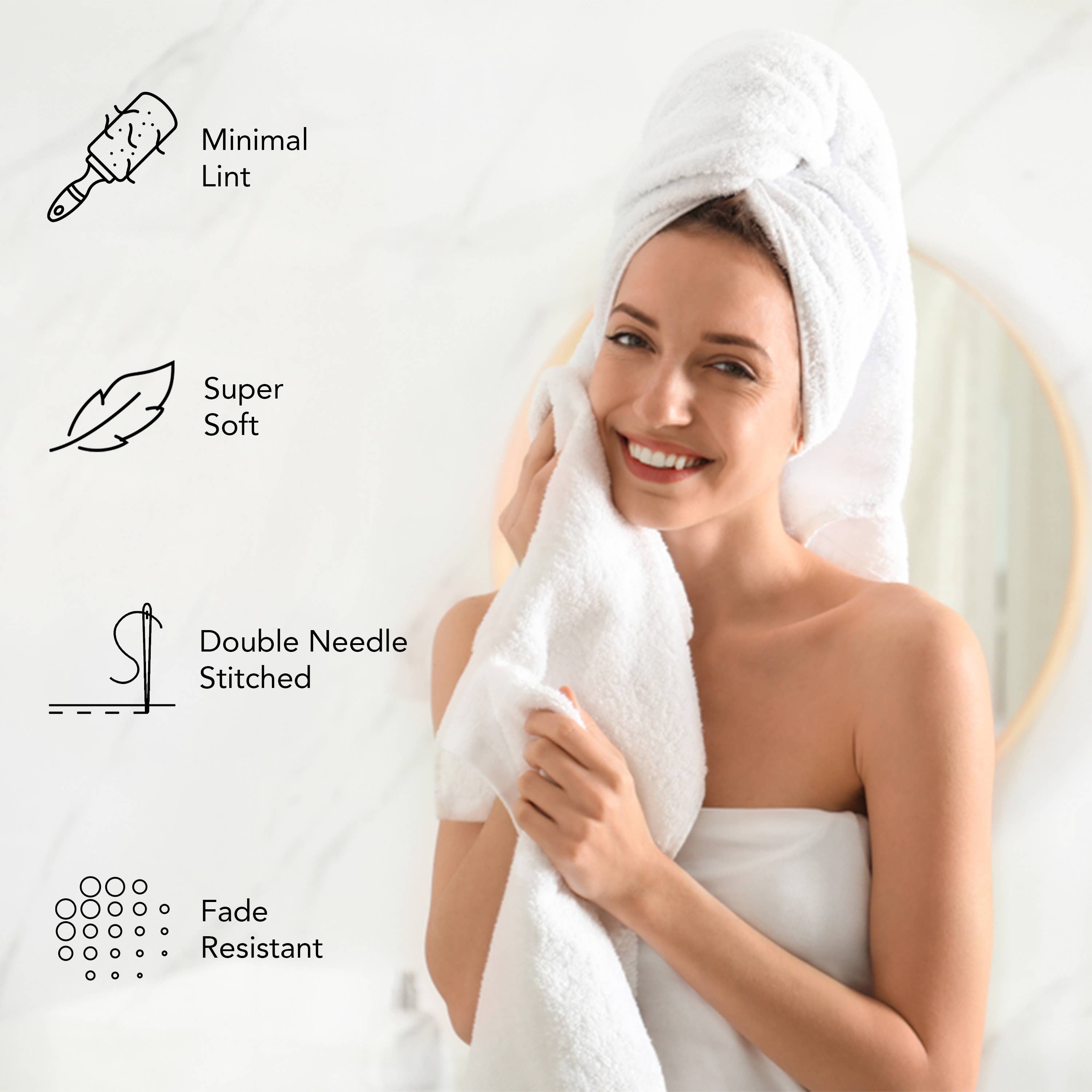 A1HC 100% Cotton Quick Dry & Highly Absorbent Hand Towel Set: Peach Blush