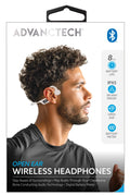 Bone Conduction Bluetooth Headphones with LCD Battery Meter: Off-White