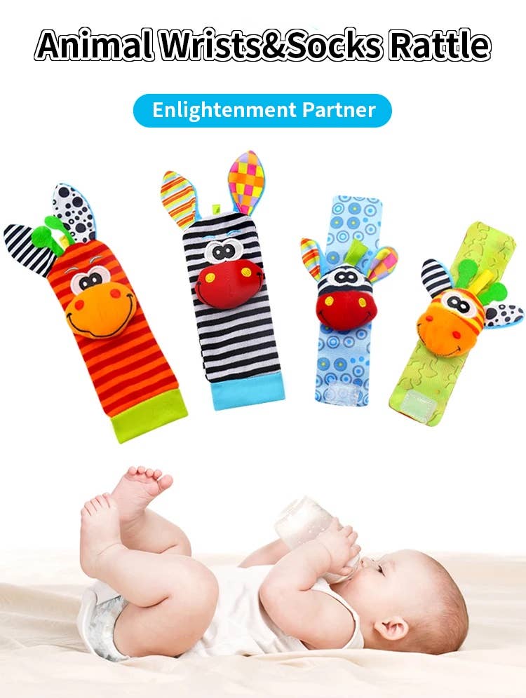 Infant bed bell baby kids plush Toddler Baby Handbell Ring: 1 Pair( wrist & Leg Mix & Match Colors)