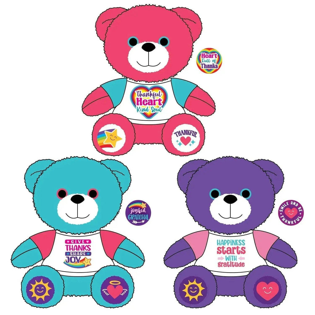 Colorful Gratitude Plush Bear & Button Closeout Bulk Price