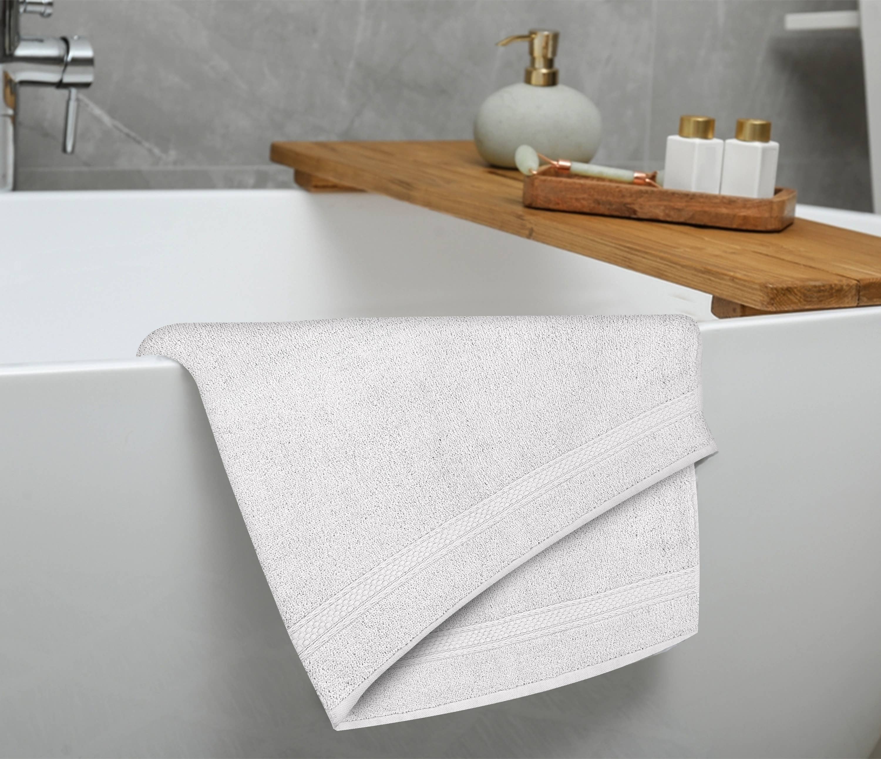 A1HC 100% Cotton Quick Dry & Highly Absorbent Bath Towel Set: Chambray Blue / Pack of 4 Bath Towel (24"X48")