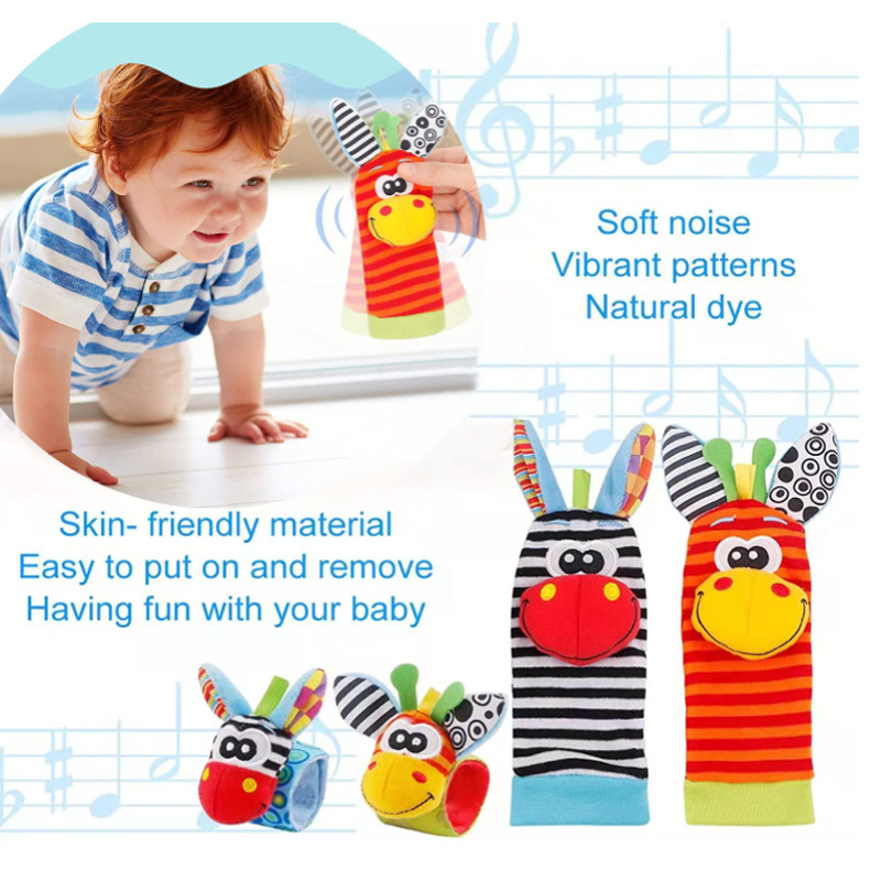 Infant bed bell baby kids plush Toddler Baby Handbell Ring: 1 Pair( wrist & Leg Mix & Match Colors)