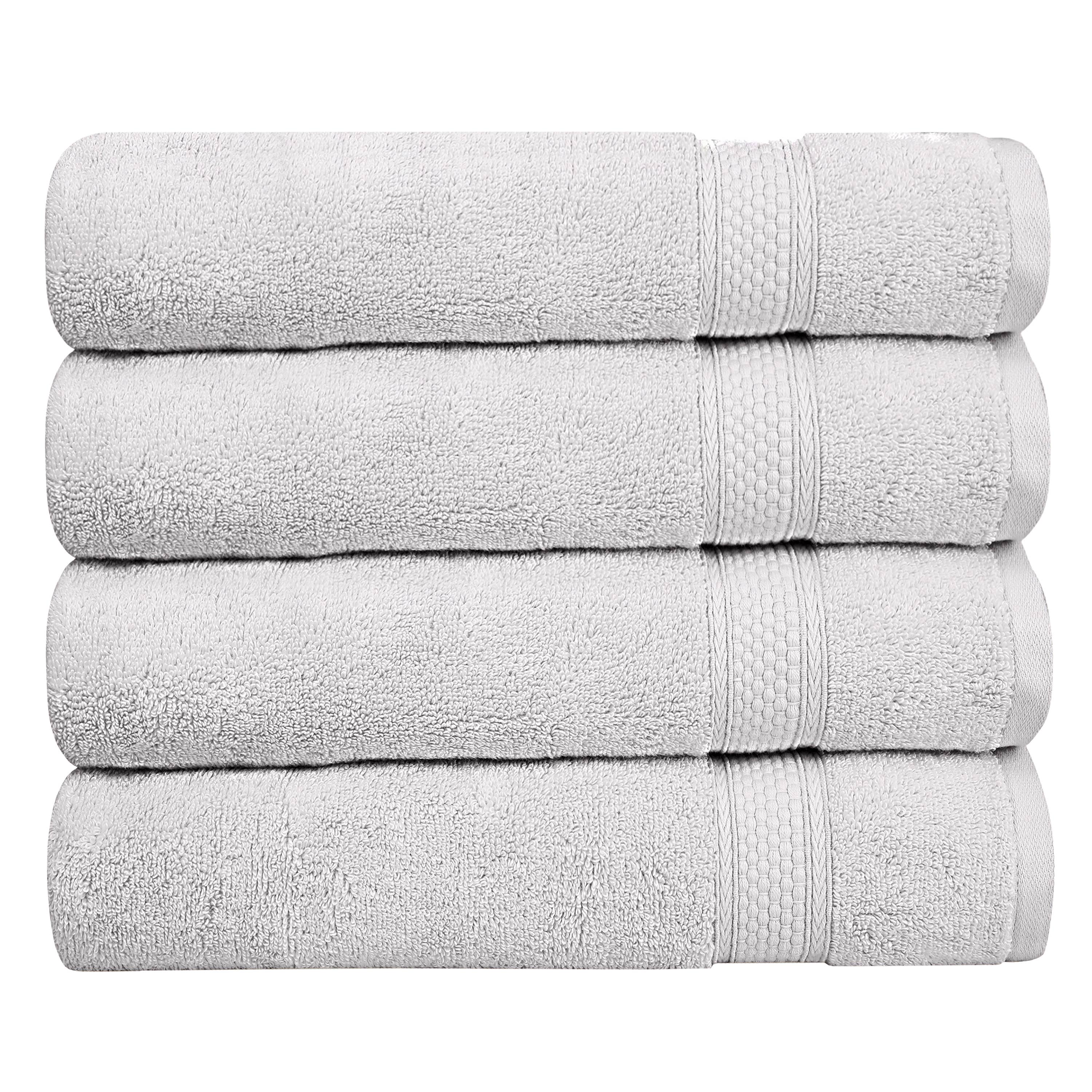 A1HC 100% Cotton Quick Dry & Highly Absorbent Bath Towel Set: Chambray Blue / Pack of 4 Bath Towel (24"X48")