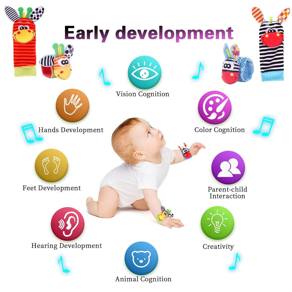 Infant bed bell baby kids plush Toddler Baby Handbell Ring: 1 Pair( wrist & Leg Mix & Match Colors)