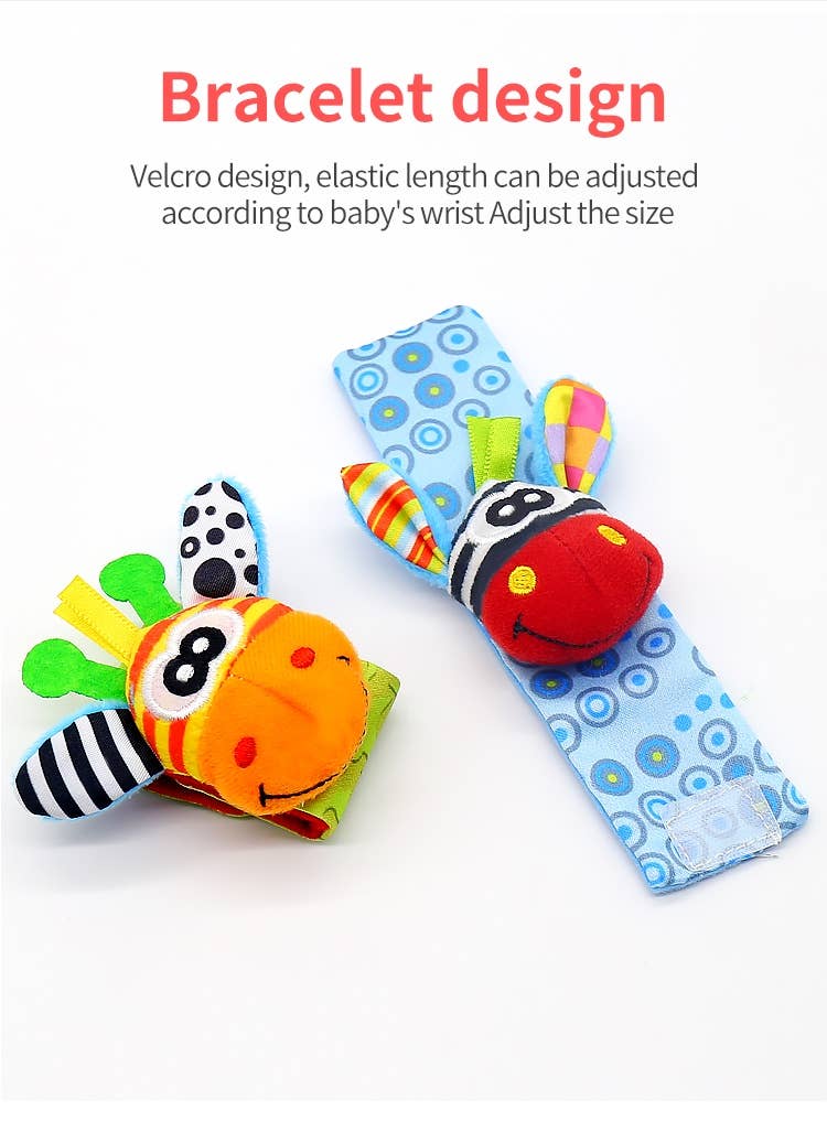 Infant bed bell baby kids plush Toddler Baby Handbell Ring: 1 Pair( wrist & Leg Mix & Match Colors)