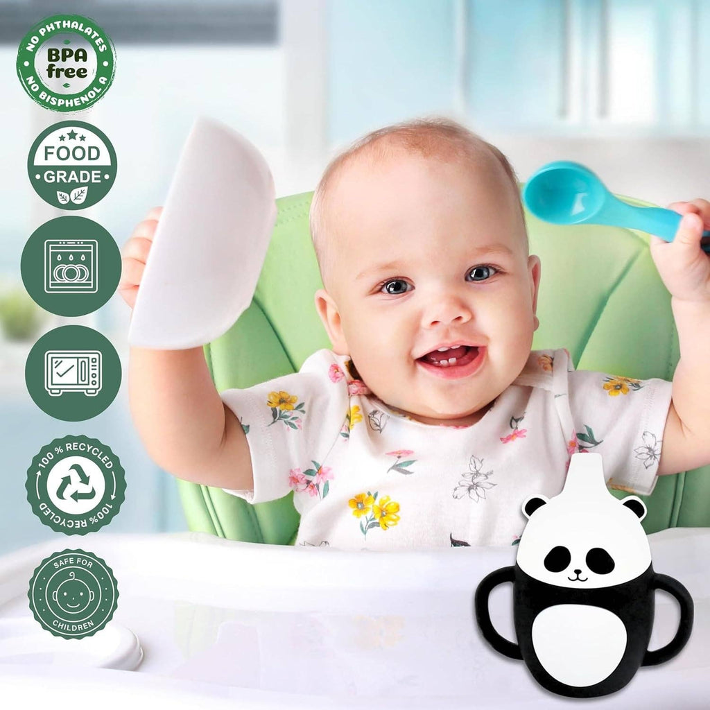 Sippy Animal Silicone Sipping Water Cups Safe BPA Free Silicone Baby Training Cups With Straw Baby Silicon Cups(10 Pack): 1 Pack(Mix & Match Colors)