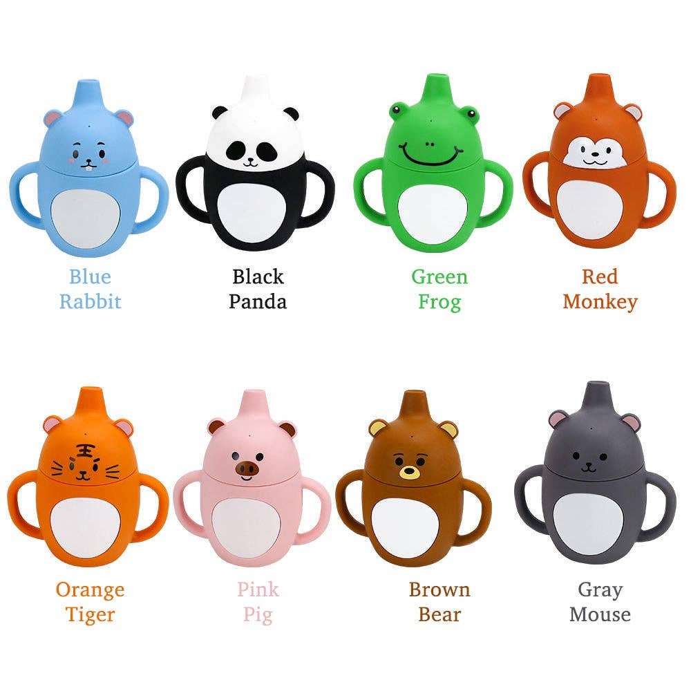 Sippy Animal Silicone Sipping Water Cups Safe BPA Free Silicone Baby Training Cups With Straw Baby Silicon Cups(10 Pack): 1 Pack(Mix & Match Colors)