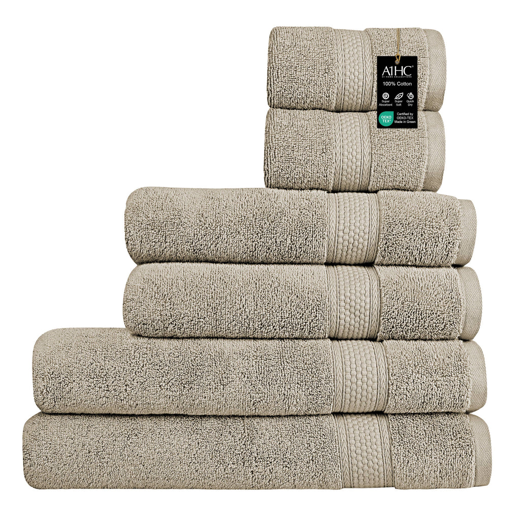A1HC 100% Cotton Quick Dry & Highly Absorbent Bath Towel Set: Bright White / 3 Piece Set