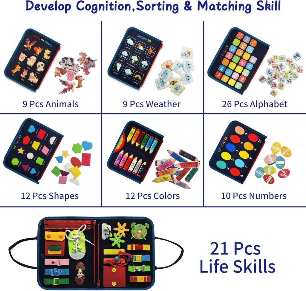 Educational Felt Busy Book Kids Sensory Montessori: 1 Set(Mix & Match Styles)