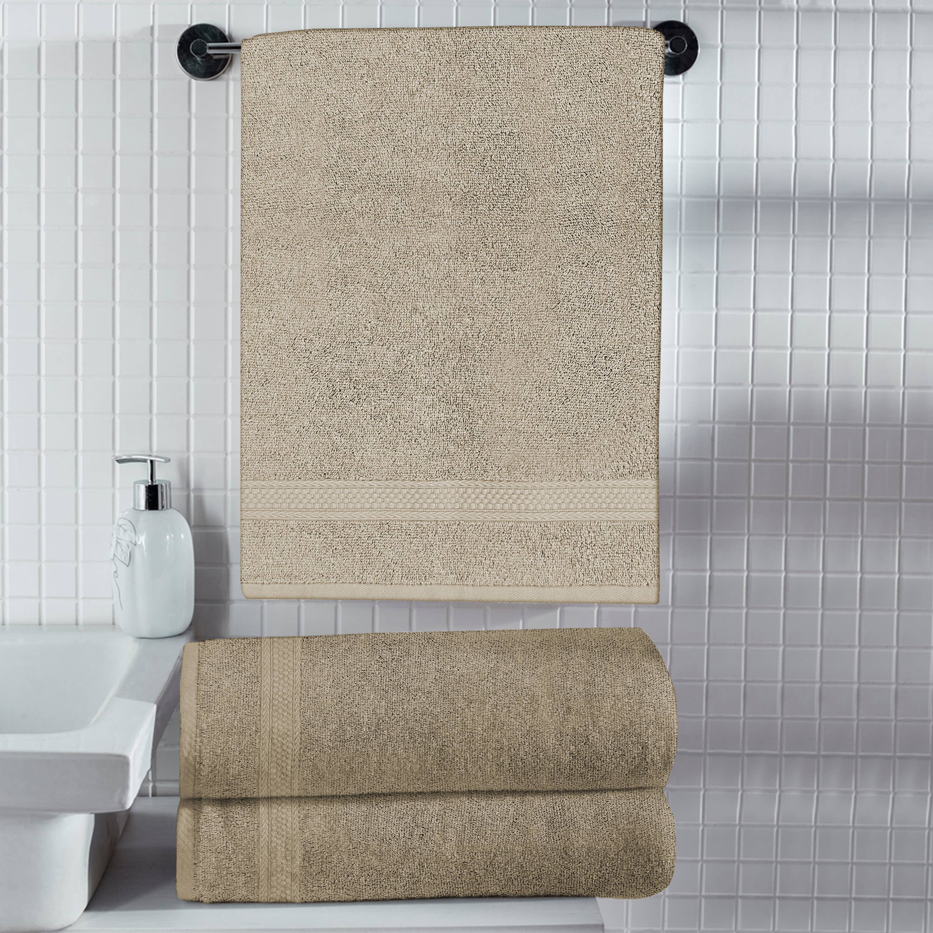 A1HC 100% Cotton Quick Dry & Highly Absorbent Bath Towel Set: Bright White / 3 Piece Set