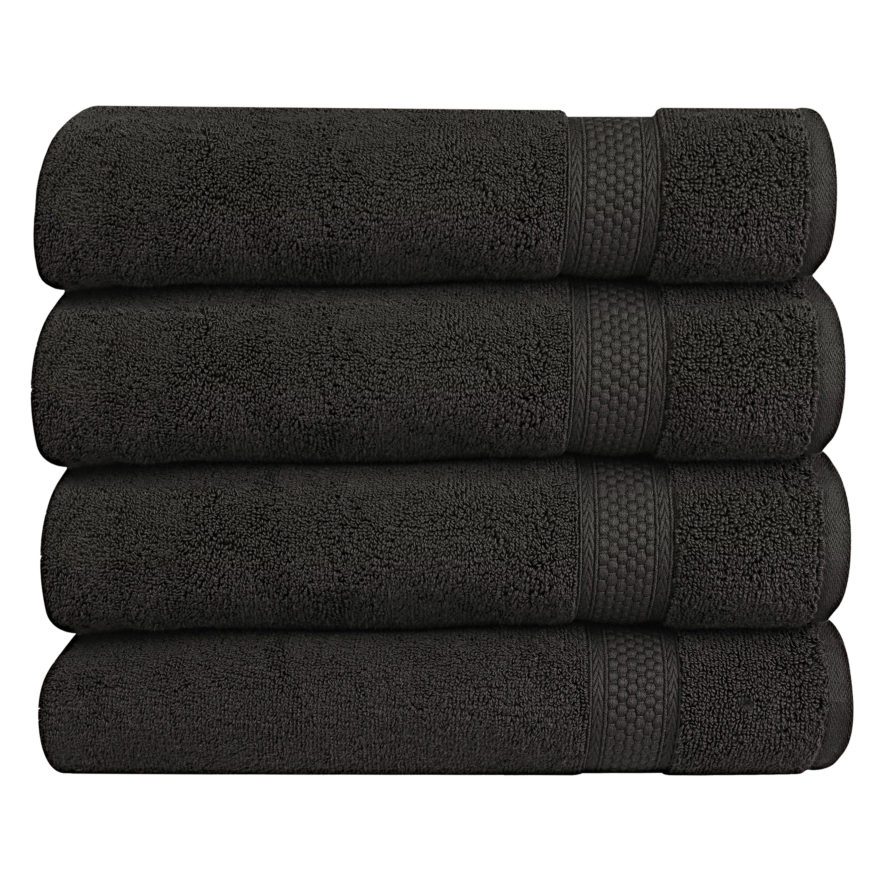 A1HC 100% Cotton Quick Dry & Highly Absorbent Bath Towel Set: Black Onyx / Pack of 4 Bath Towel (24"X48")
