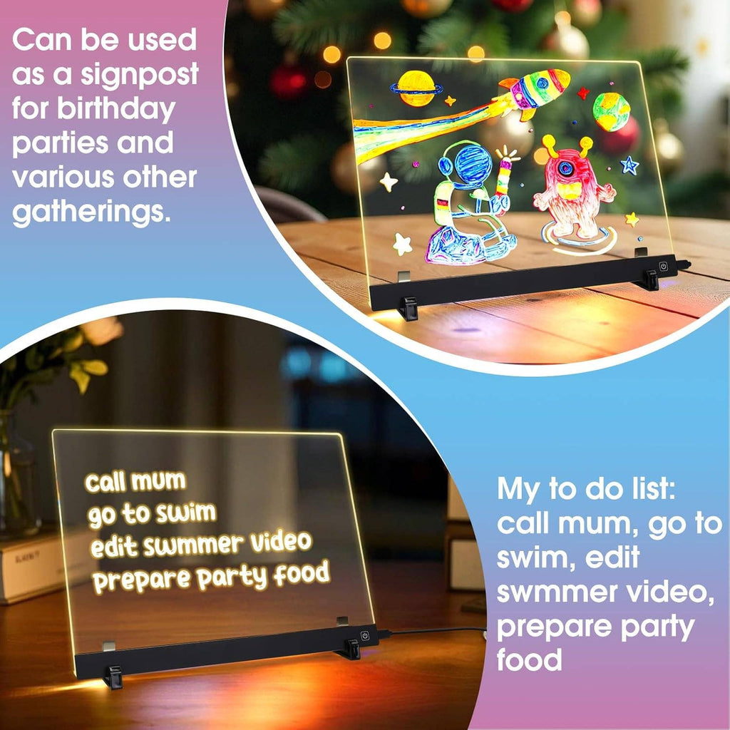 Creative Acrylic Luminous LED Message Board Light Up: 1 Book(13.8‘’x10.2‘’ Inches)