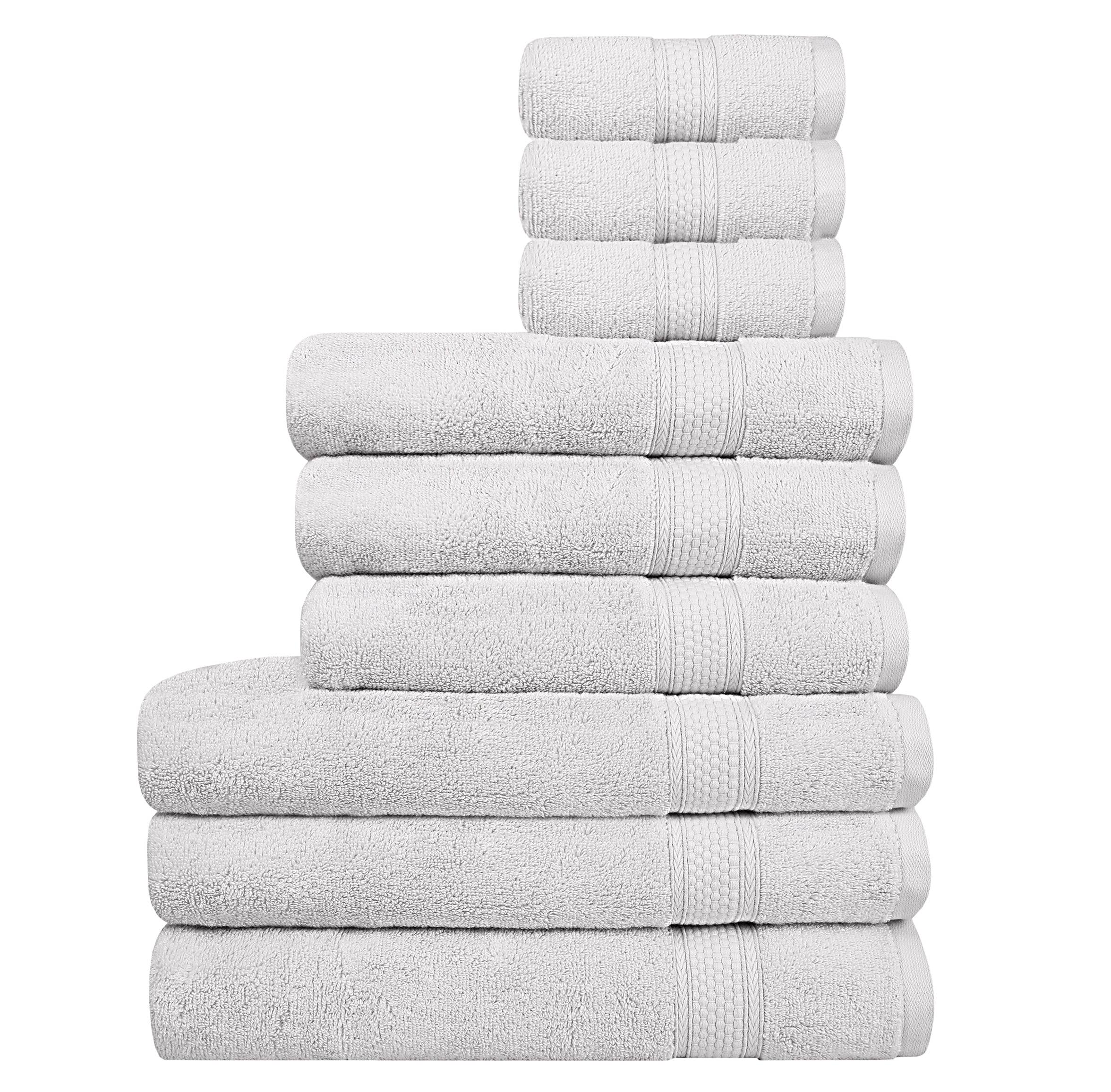 A1HC 100% Cotton Quick Dry & Highly Absorbent Bath Towel Set: Bright White / 3 Piece Set