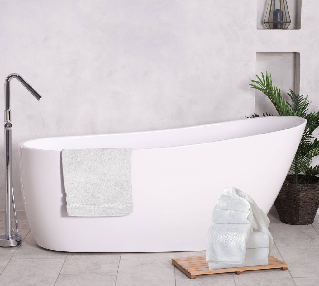 A1HC 100% Cotton Quick Dry & Highly Absorbent Bath Towel Set: Bright White / 3 Piece Set