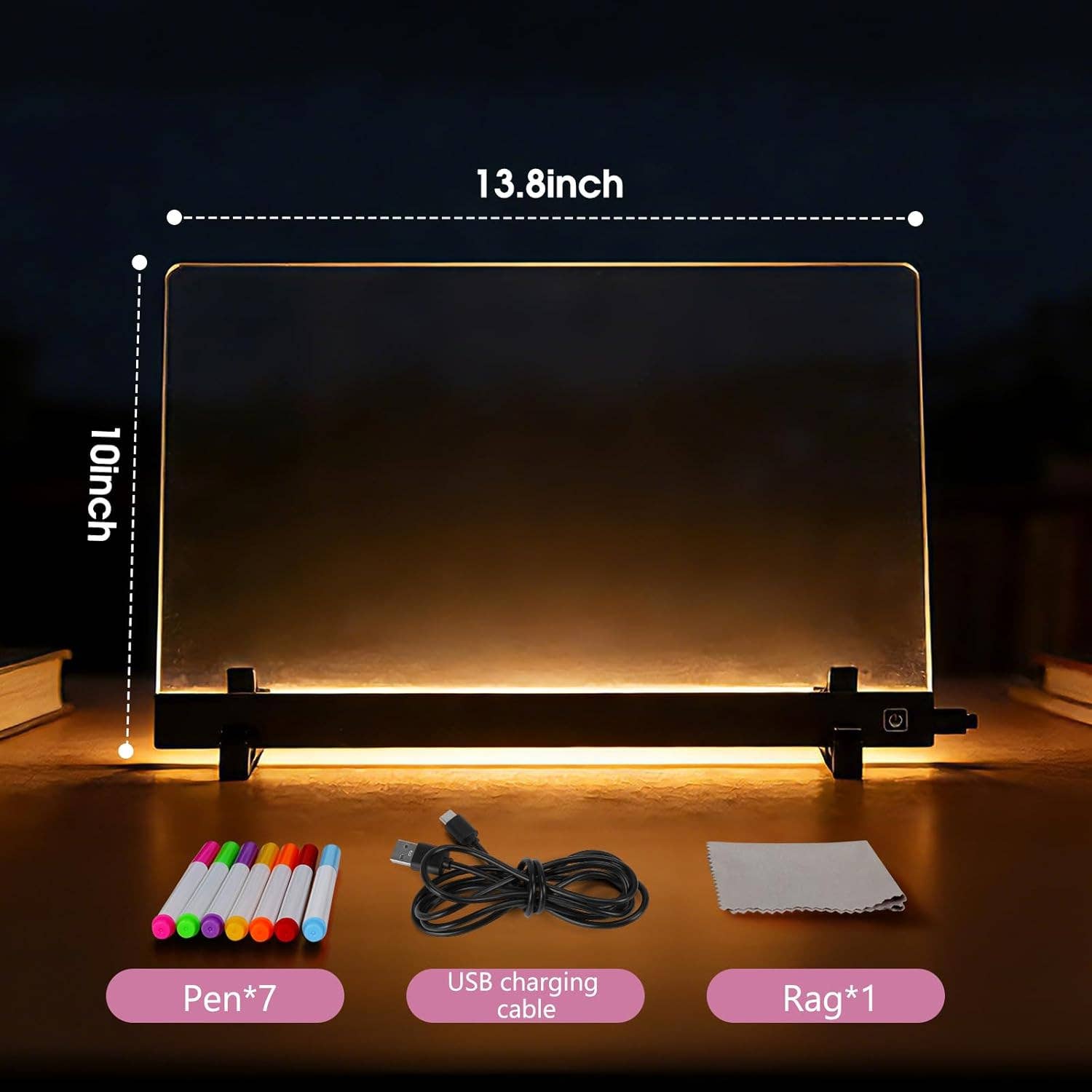 Creative Acrylic Luminous LED Message Board Light Up: 1 Book(13.8‘’x10.2‘’ Inches)