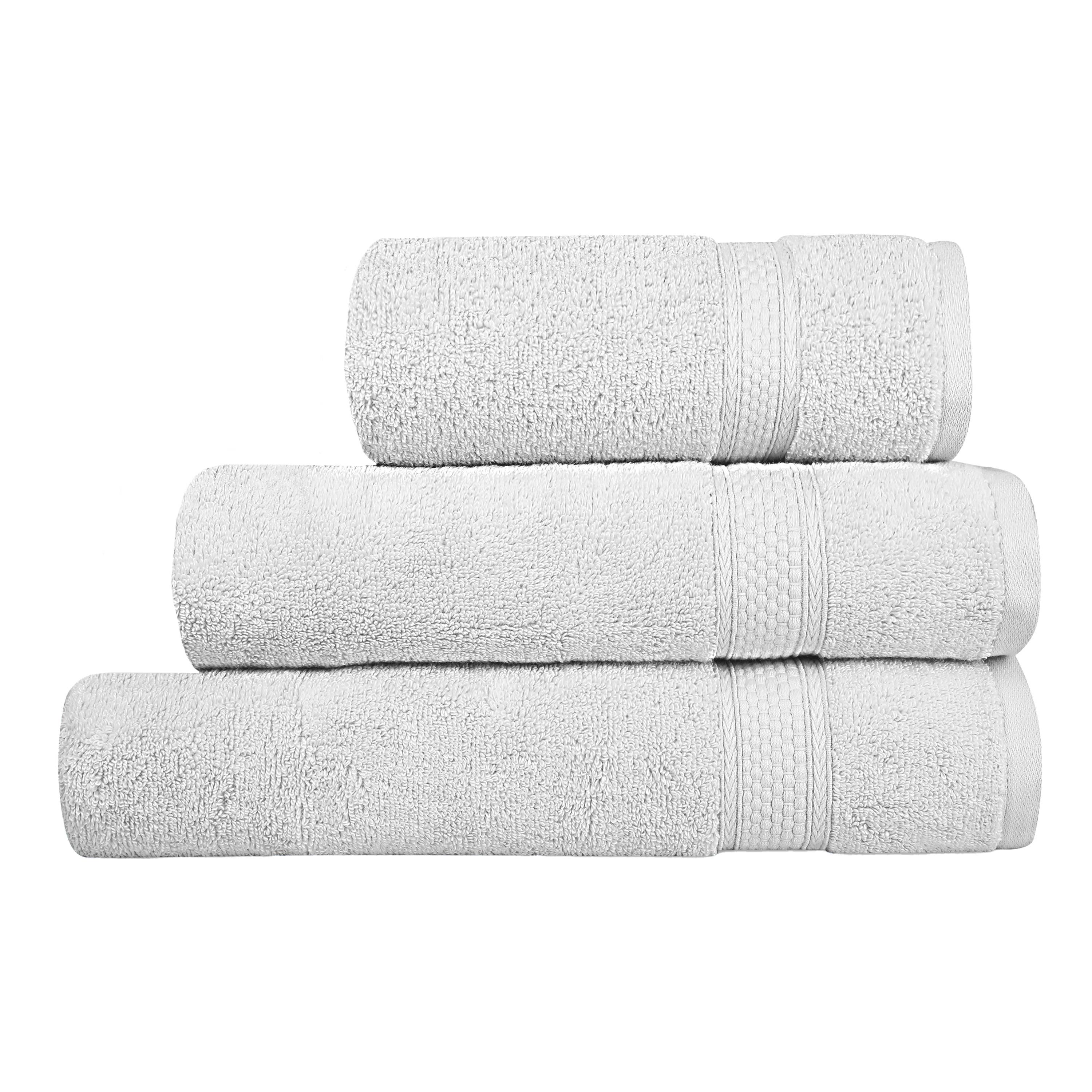 A1HC 100% Cotton Quick Dry & Highly Absorbent Bath Towel Set: Bright White / 3 Piece Set