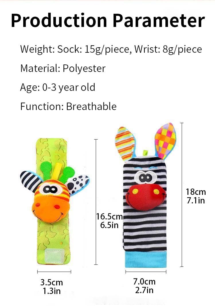 Infant bed bell baby kids plush Toddler Baby Handbell Ring: 1 Pair( wrist & Leg Mix & Match Colors)