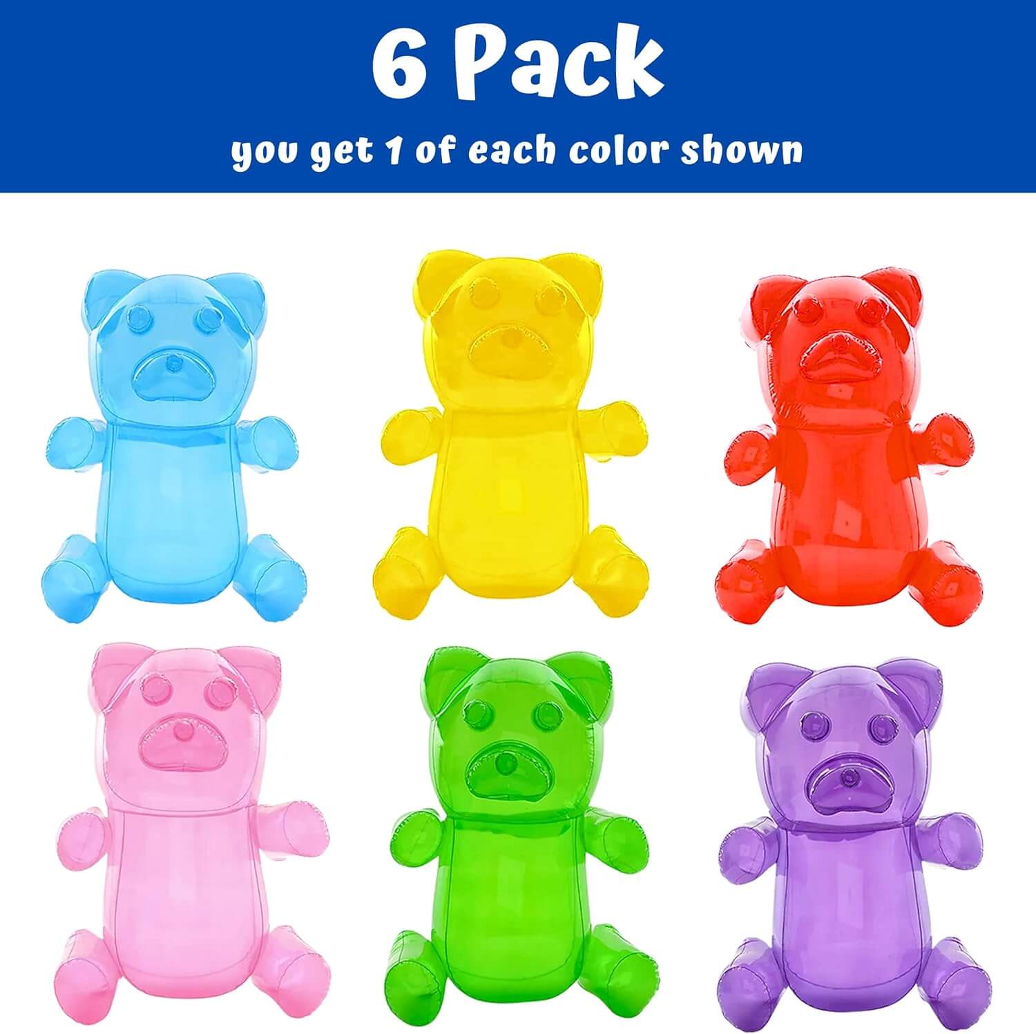 6 Pack Inflatable Gummy Bears - 24'' Giant Inflatable