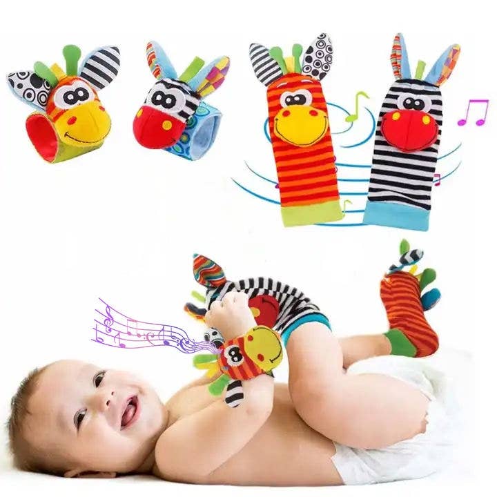 Infant bed bell baby kids plush Toddler Baby Handbell Ring: 1 Pair( wrist & Leg Mix & Match Colors)