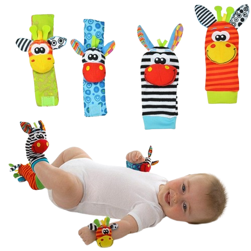 Infant bed bell baby kids plush Toddler Baby Handbell Ring: 1 Pair( wrist & Leg Mix & Match Colors)