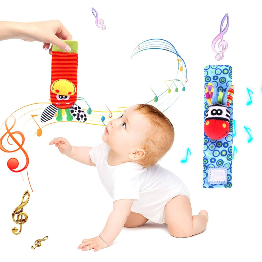 Infant bed bell baby kids plush Toddler Baby Handbell Ring: 1 Pair( wrist & Leg Mix & Match Colors)