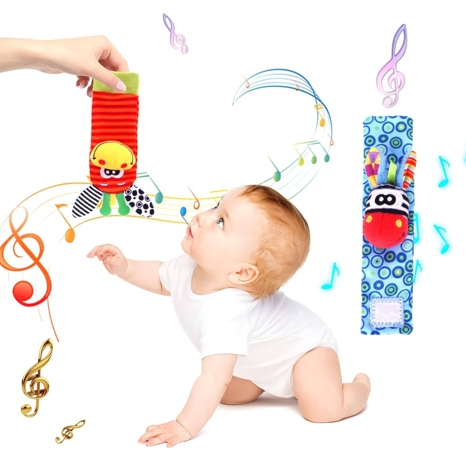 Infant bed bell baby kids plush Toddler Baby Handbell Ring: 1 Pair( wrist & Leg Mix & Match Colors)