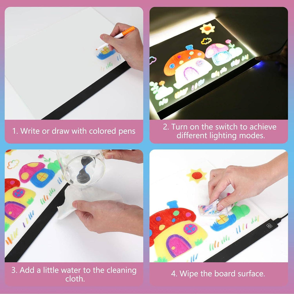Creative Acrylic Luminous LED Message Board Light Up: 1 Book(13.8‘’x10.2‘’ Inches)