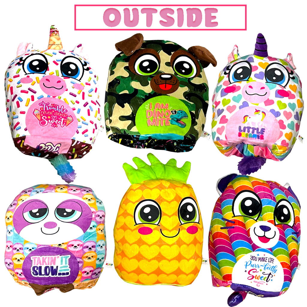 Plush Fluffy Stuffy Reversible Toy Assortment- 6/Pack: Closeout Price