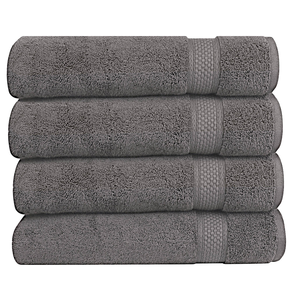 A1HC 100% Cotton Quick Dry & Highly Absorbent Bath Towel Set: Chambray Blue / Pack of 4 Bath Towel (24"X48")