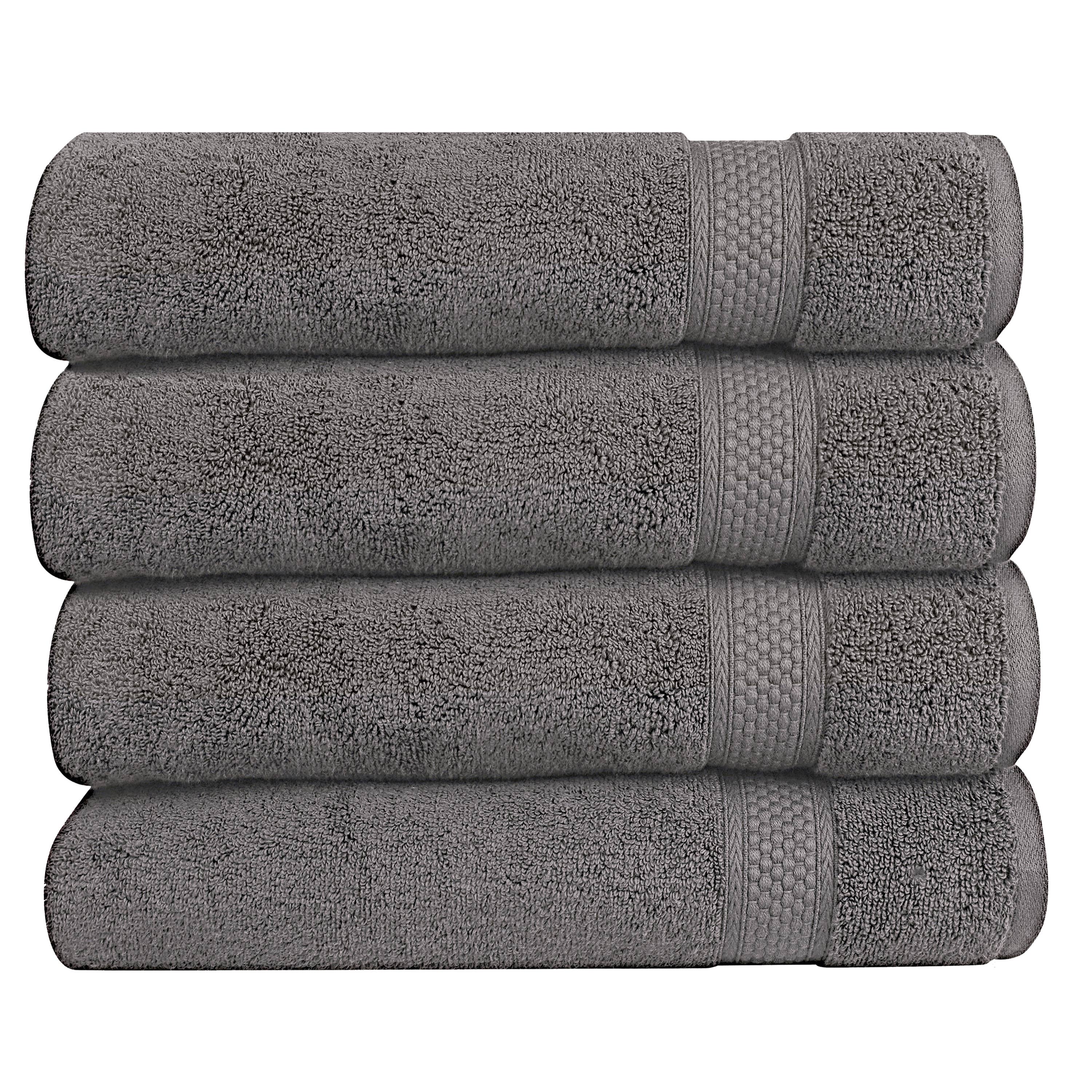 A1HC 100% Cotton Quick Dry & Highly Absorbent Bath Towel Set: Chambray Blue / Pack of 4 Bath Towel (24"X48")