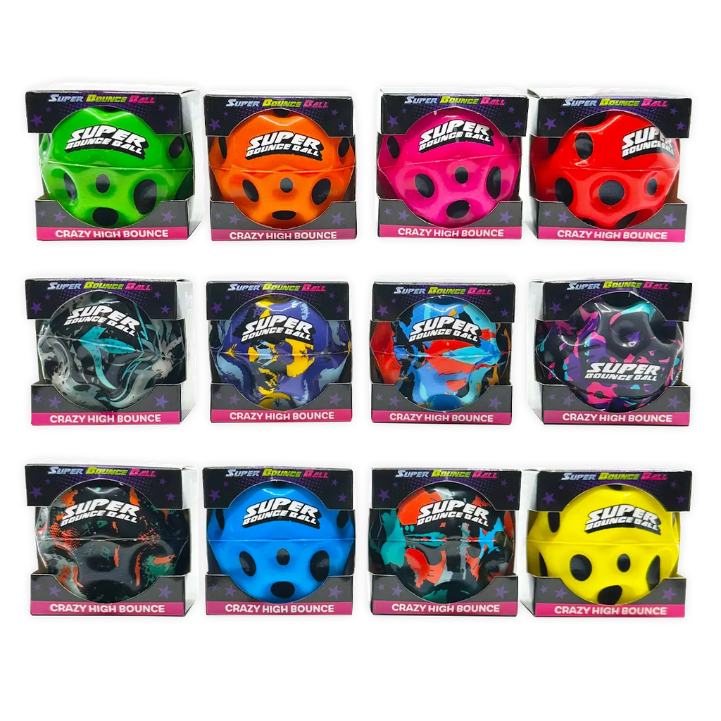 Super Bounce Ball Assortment Boxed - 12/Pack: Closeout Price