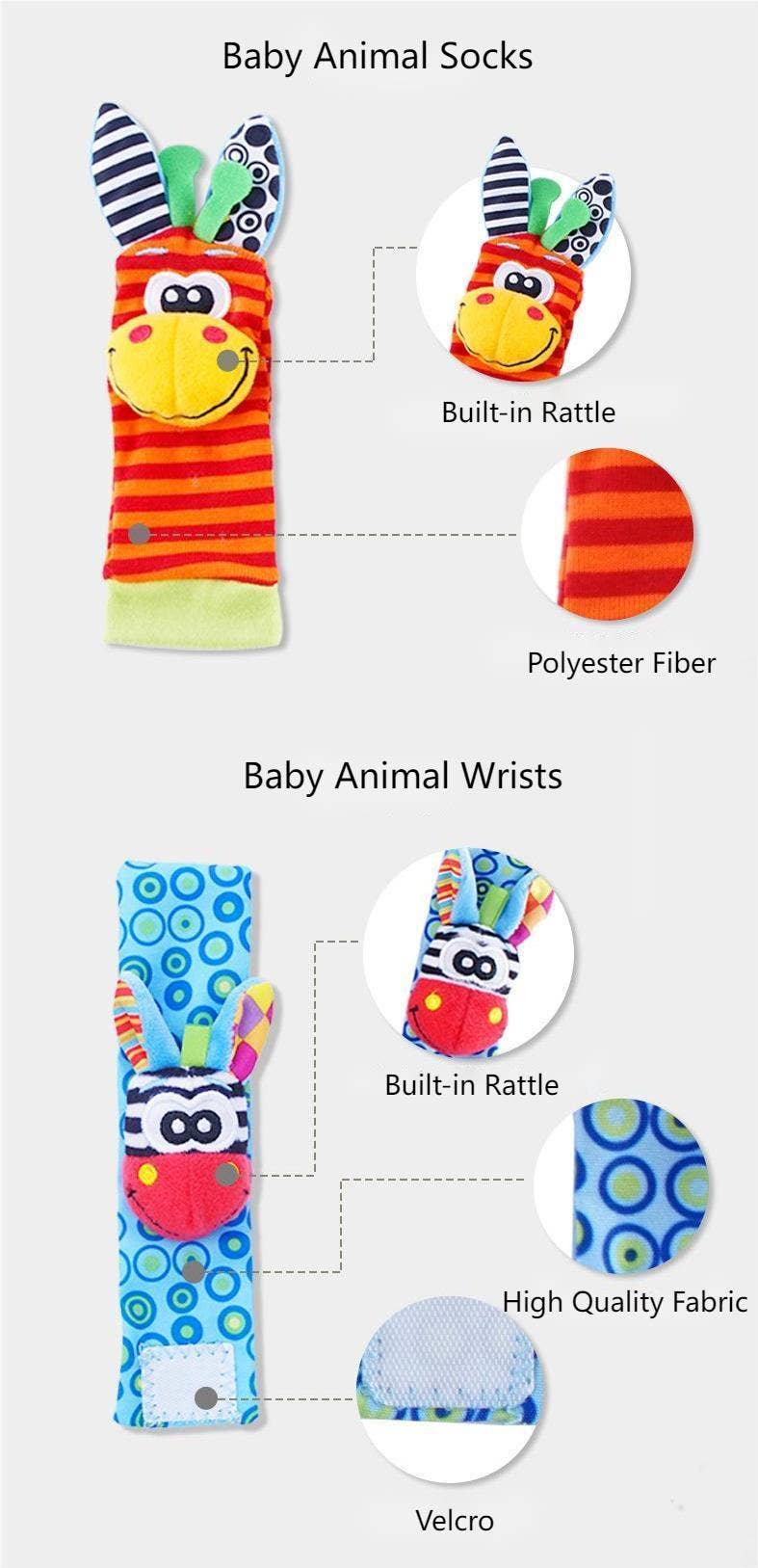 Infant bed bell baby kids plush Toddler Baby Handbell Ring: 1 Pair( wrist & Leg Mix & Match Colors)