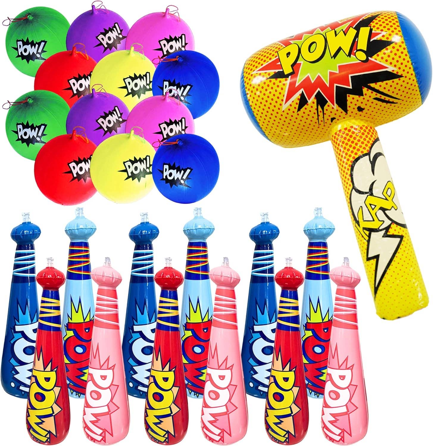 25 piece set Inflatable Baseball Bats, Punch Balloons, Bopper