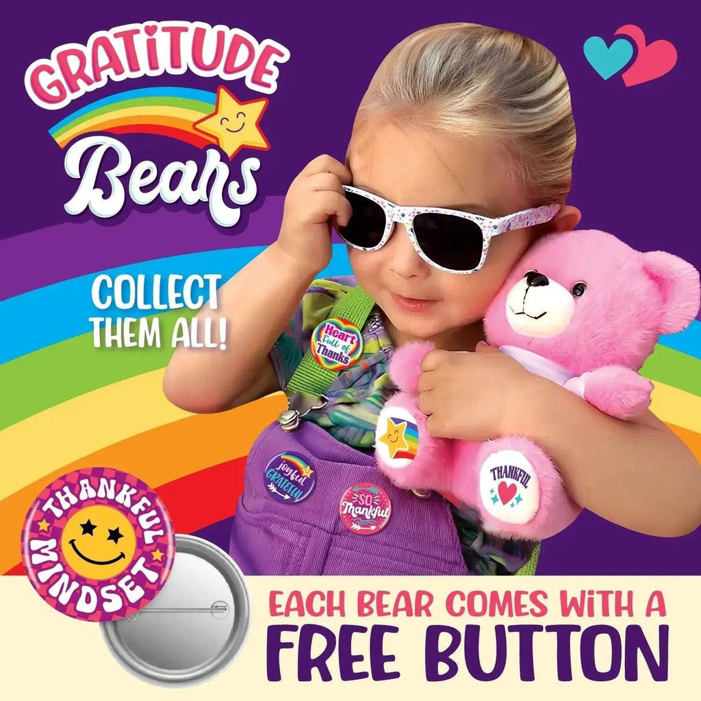 Colorful Gratitude Plush Bear & Button Closeout Bulk Price